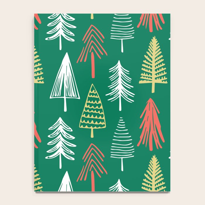 Green christmas pine tree doodle pattern Notebook Gallery Image 4