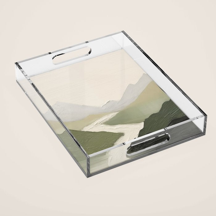 Sage Landscape Painting I Acrylic Tray Gallery Image 1