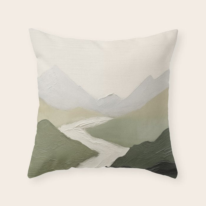 Sage Landscape Painting I Throw Pillow Gallery Image 6
