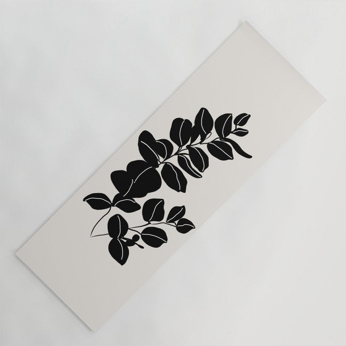 Eucalyptus line art - black Yoga Mat Gallery Image 1