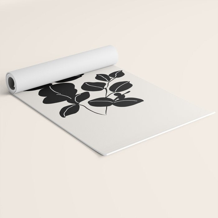 Eucalyptus line art - black Yoga Mat Gallery Image 2