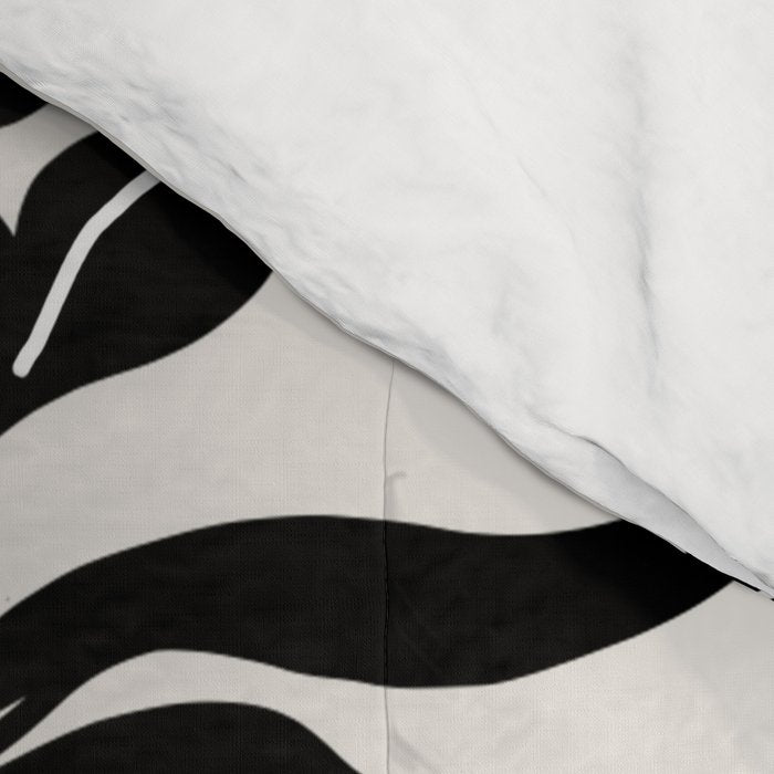 Eucalyptus line art - black Comforter Gallery Image 4