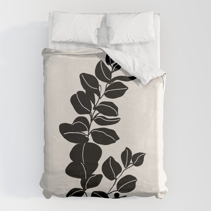 Eucalyptus line art - black Duvet Cover Gallery Image 6