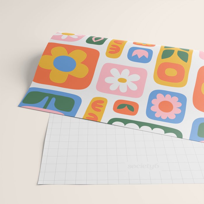 Vintage scandinavian floral art pattern Wrapping Paper Gallery Image 2