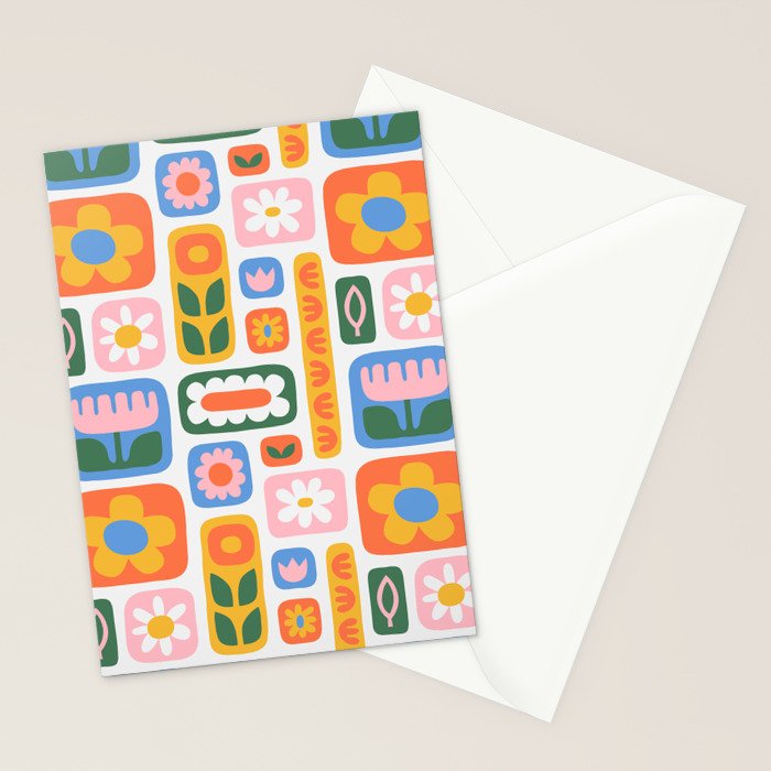Vintage scandinavian floral art pattern Stationery Card Gallery Image 2