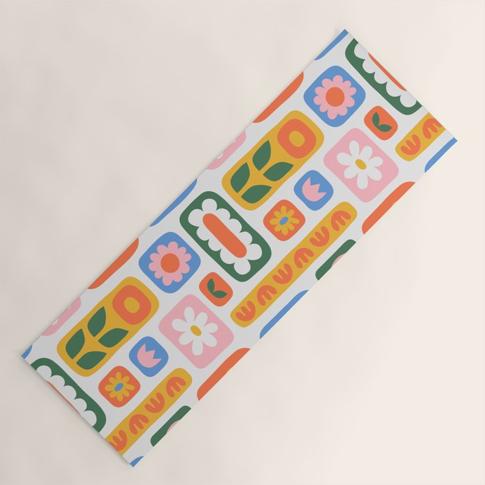Vintage scandinavian floral art pattern Yoga Mat Gallery Image 1