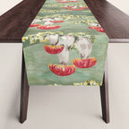 Watercolor moss and mushroom mosaic pattern Table Runner Gallery Image 1