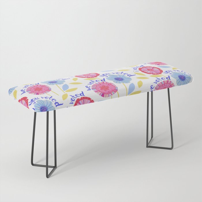 United We Grow - Vote | Floral in Red, Pink, & Blue Bench Gallery Image 1