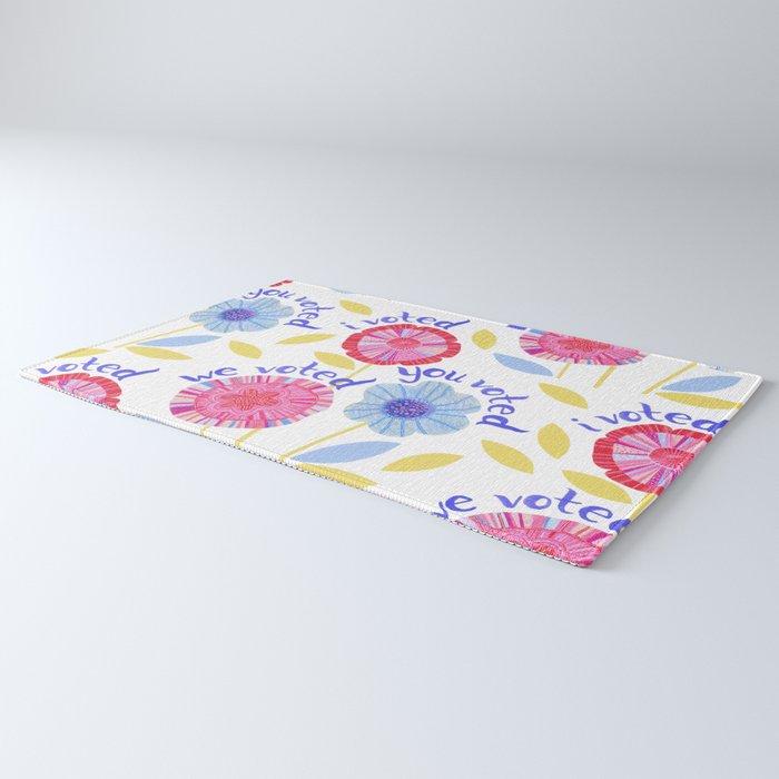 United We Grow - Vote | Floral in Red, Pink, & Blue Rug Gallery Image 3