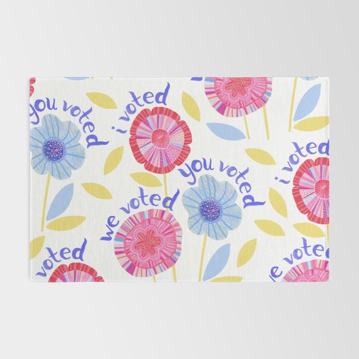 United We Grow - Vote | Floral in Red, Pink, & Blue Rug Gallery Image 2