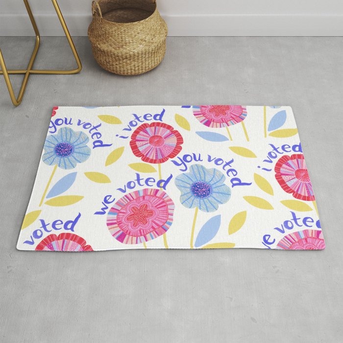 United We Grow - Vote | Floral in Red, Pink, & Blue Rug Gallery Image 1