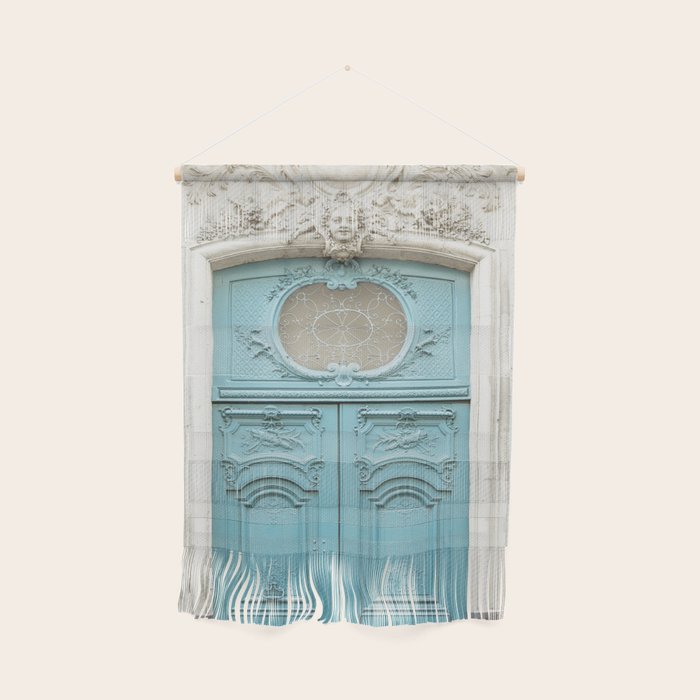 Blue Paris Door - Architecture Photograph, Travel Photography Wall Hanging Gallery Image 1