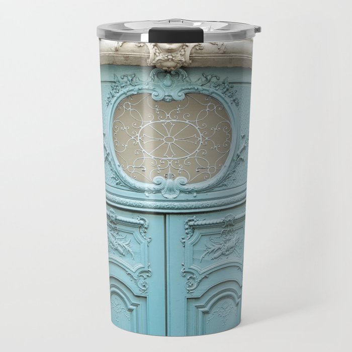 Blue Paris Door - Architecture Photograph, Travel Photography Travel Mug Gallery Image 1