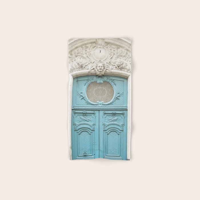 Blue Paris Door - Architecture Photograph, Travel Photography Bath Towel Gallery Image 1