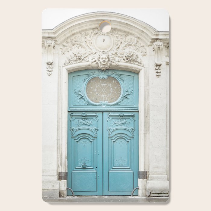 Blue Paris Door - Architecture Photograph, Travel Photography Cutting Board Gallery Image 1