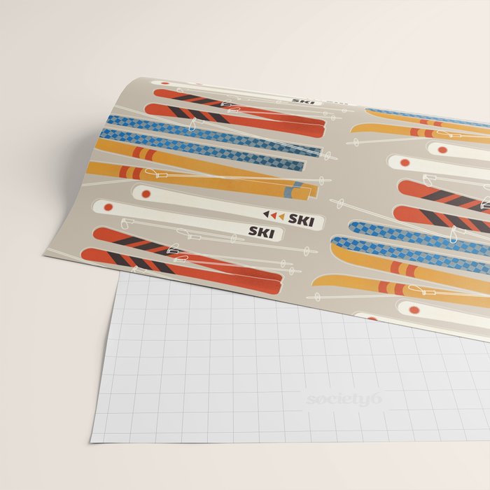 Ski Illustration Wrapping Paper Gallery Image 2