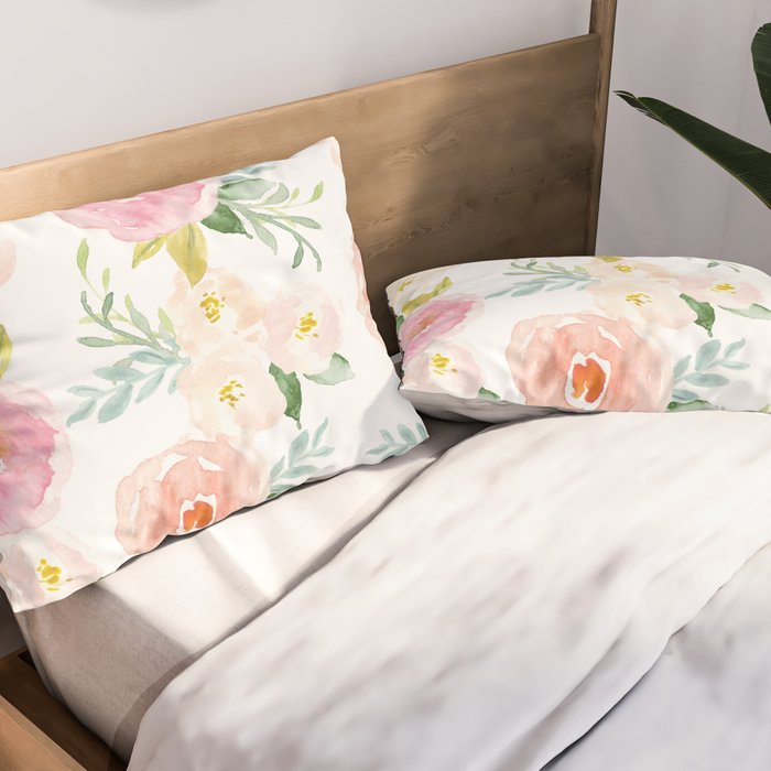 Sweet Pink Blooms (Floral 02) Pillow Sham Gallery Image 2