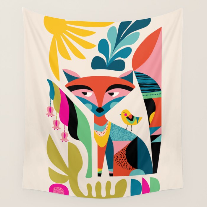 Mid-Century Fox Wall Tapestry Gallery Image 1