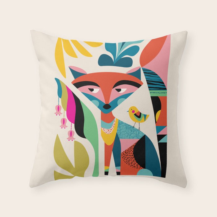 Mid-Century Fox Throw Pillow Gallery Image 6