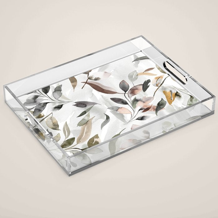 Harvest 2025 Mystic Watercolor Leaves Fall Acrylic Tray Gallery Image 1