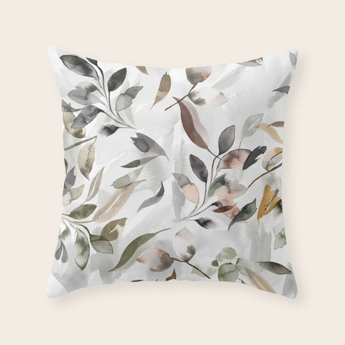 Harvest 2025 Mystic Watercolor Leaves Fall Throw Pillow Gallery Image 1