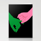 Colorful people holding hands flat cartoon illustration print Stationery Card Gallery Image 2