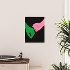 Colorful people holding hands flat cartoon illustration print Poster Gallery Image 2