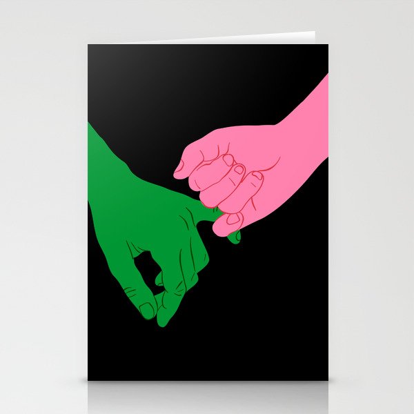 Colorful people holding hands flat cartoon illustration print Stationery Card Gallery Image 1