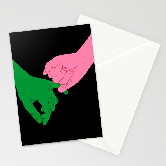 Colorful people holding hands flat cartoon illustration print Stationery Card Gallery Image 2
