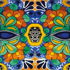 Maximalist leaves mexican flowers talavera pottery blue azulejo tile Coffee Mug Gallery Image 2