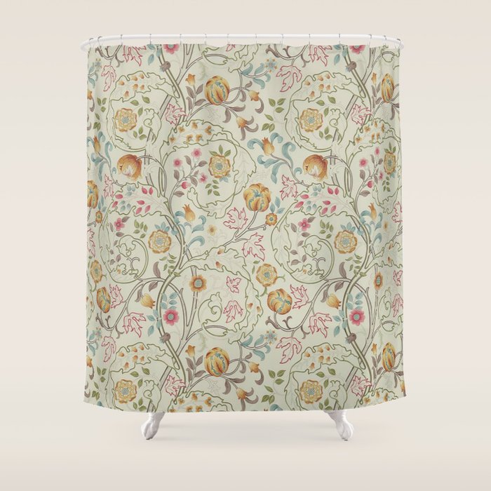 William Morris Mary Isobel Russet Taupe Vintage Floral Pattern Shower Curtain Gallery Image 1