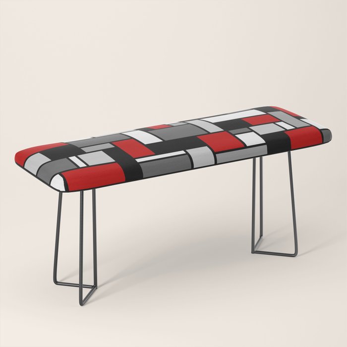 Mid Century Modern Color Blocks in Red, Gray, Black and White Bench Gallery Image 1