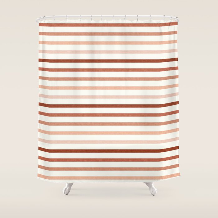 terra cotta stripes  Shower Curtain Gallery Image 1