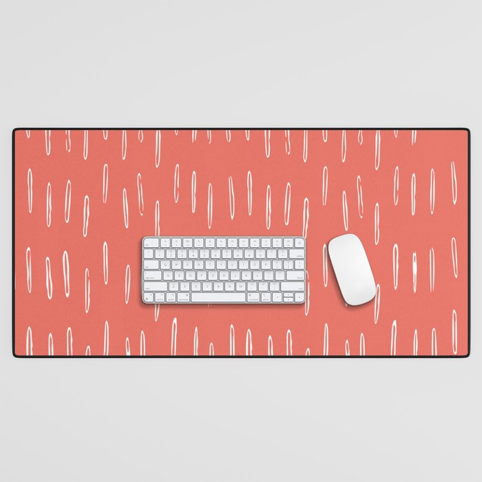 Boho, Raindrop, Mudcloth, Coral Desk Mat Gallery Image 1
