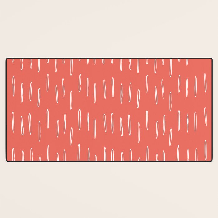 Boho, Raindrop, Mudcloth, Coral Desk Mat Gallery Image 3