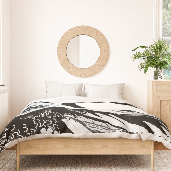 The Great Wave Black and White Inverse Duvet Cover Gallery Image 3