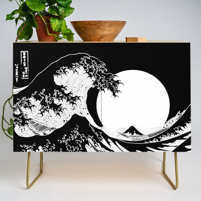 The Great Wave Black and White Inverse Credenza Gallery Image 1