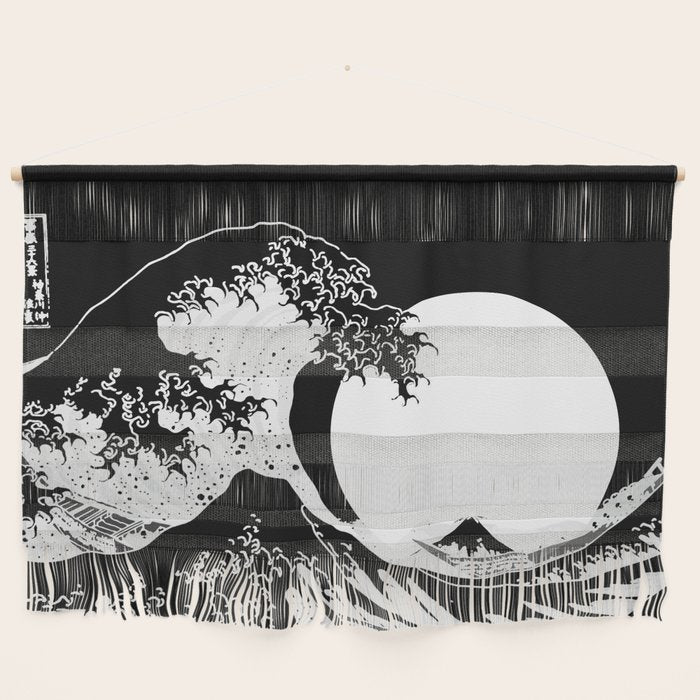 The Great Wave Black And White Inverse Wall Hanging
