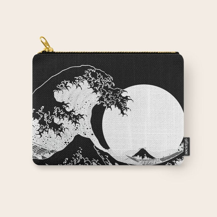 The Great Wave Black and White Inverse Carry All Pouch Gallery Image 1