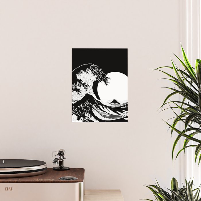 The Great Wave Black and White Inverse Poster Gallery Image 2