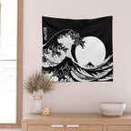 The Great Wave Black and White Inverse Wall Tapestry Gallery Image 2