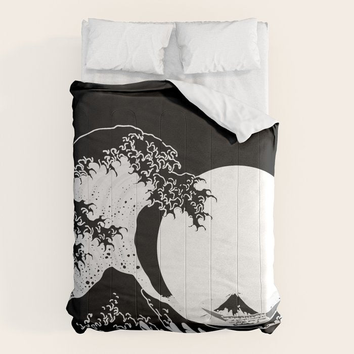 The Great Wave Black and White Inverse Comforter Gallery Image 6
