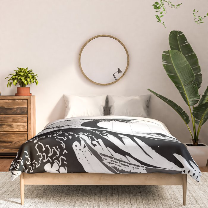 The Great Wave Black and White Inverse Comforter Gallery Image 3