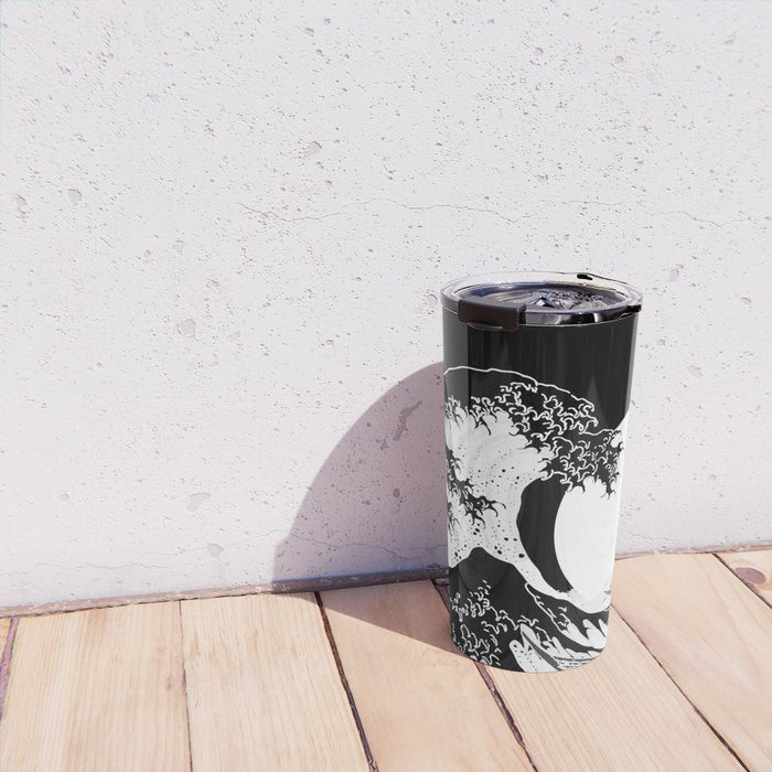 The Great Wave Black and White Inverse Travel Mug Gallery Image 4
