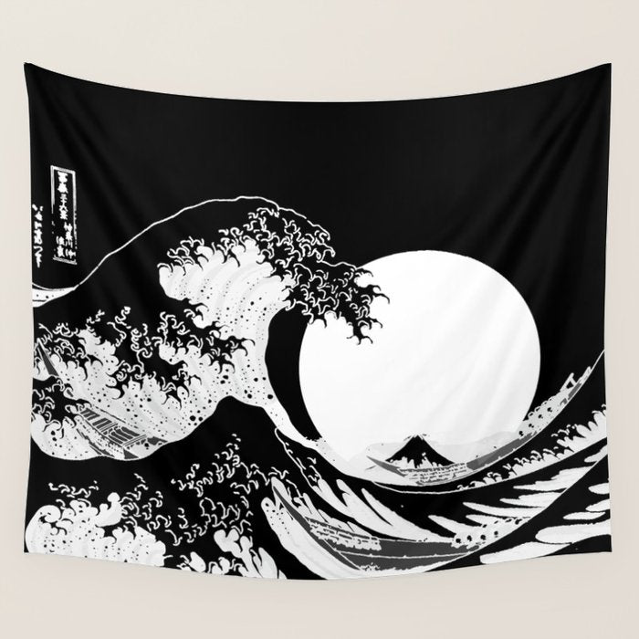 The Great Wave Black and White Inverse Wall Tapestry Gallery Image 4