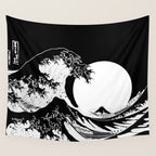 The Great Wave Black and White Inverse Wall Tapestry Gallery Image 4