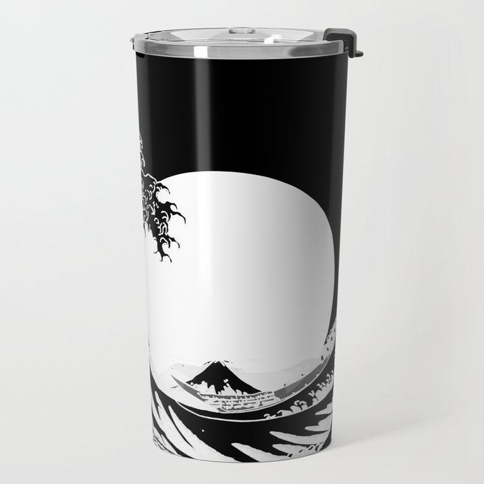 The Great Wave Black and White Inverse Travel Mug Gallery Image 2