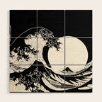 The Great Wave Black and White Inverse Wood Wall Art Gallery Image 1