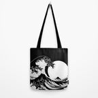 The Great Wave Black and White Inverse Tote Bag Gallery Image 2