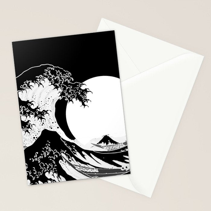 The Great Wave Black and White Inverse Stationery Card Gallery Image 2